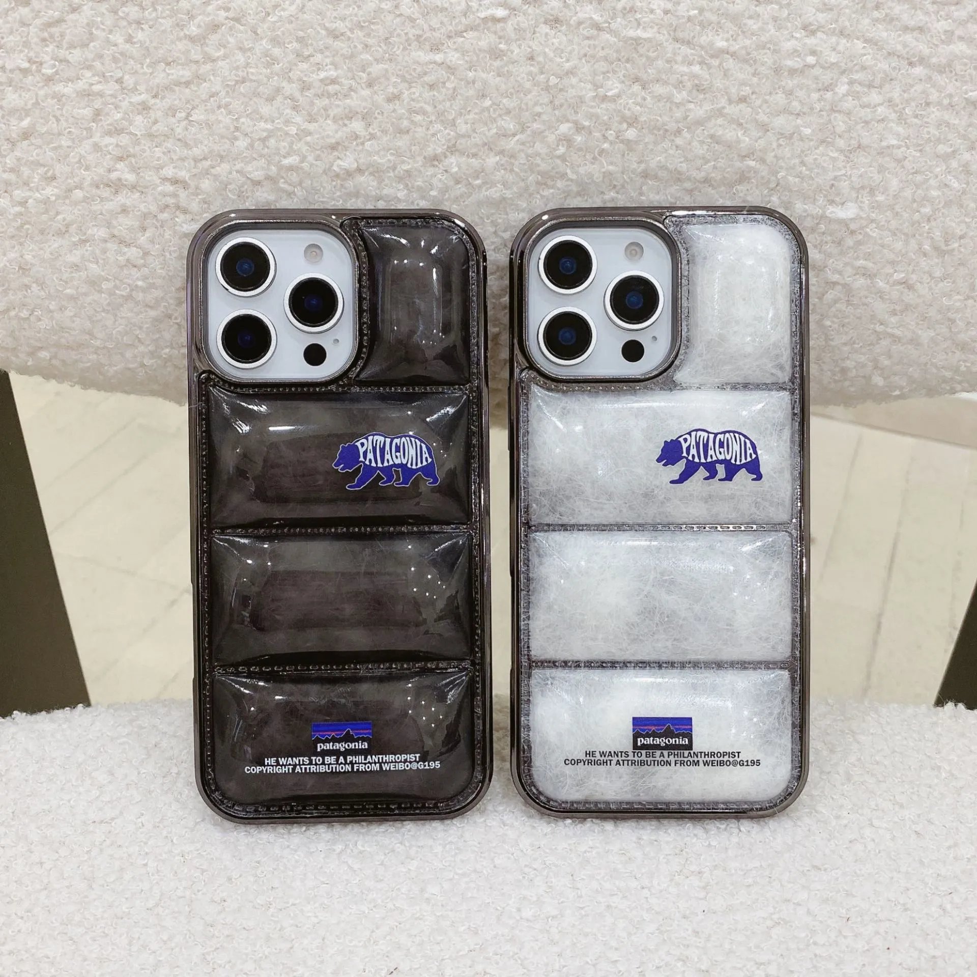 卡通牛牛透明真空绒羽绒服iPhone15promax手机壳13防摔11