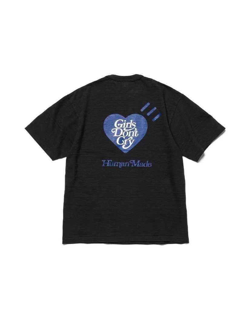 HUMAN 日系潮牌重磅竹节棉宽松男女情侣款圆筒短袖T恤半袖TEE