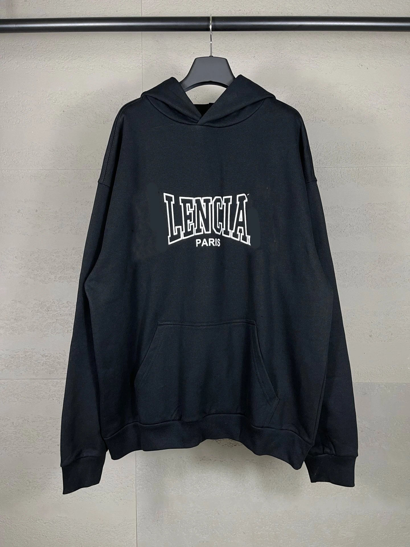 巴黎新款经典logo艺术龟裂印花连帽卫衣男女款os宽松休闲帽衫