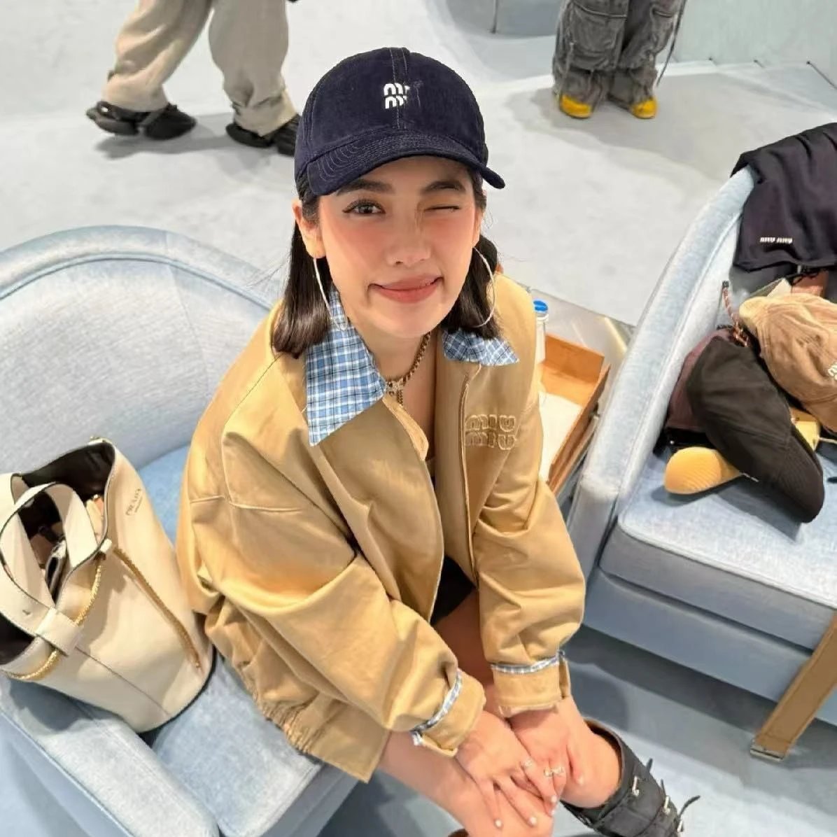 M繆家刺绣字母渔夫帽子女出游防晒遮阳帽ins百搭显脸小盆帽