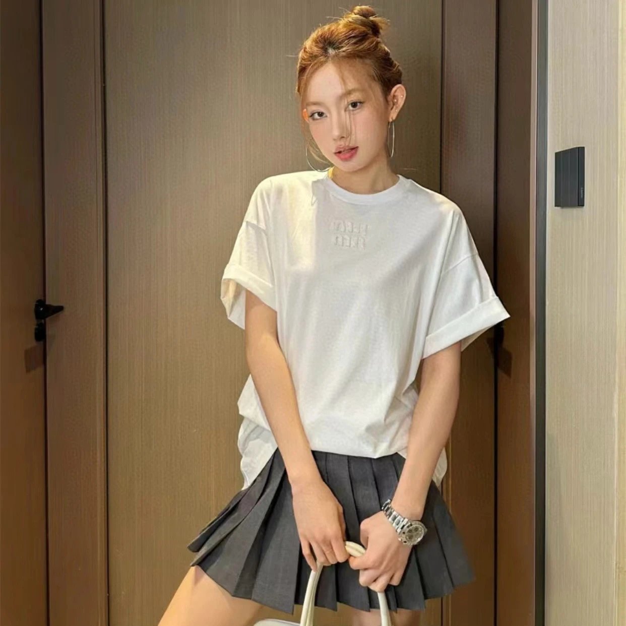 秋冬新款M蒙家帽子字母LOGO连帽90白鸭绒羽绒服夹克外套男女