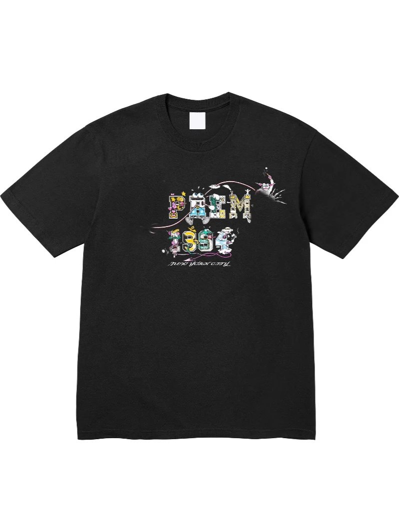 SS24  Varsity Tee 卡通logo字母印花圆领短袖T恤 男女同款打底衫
