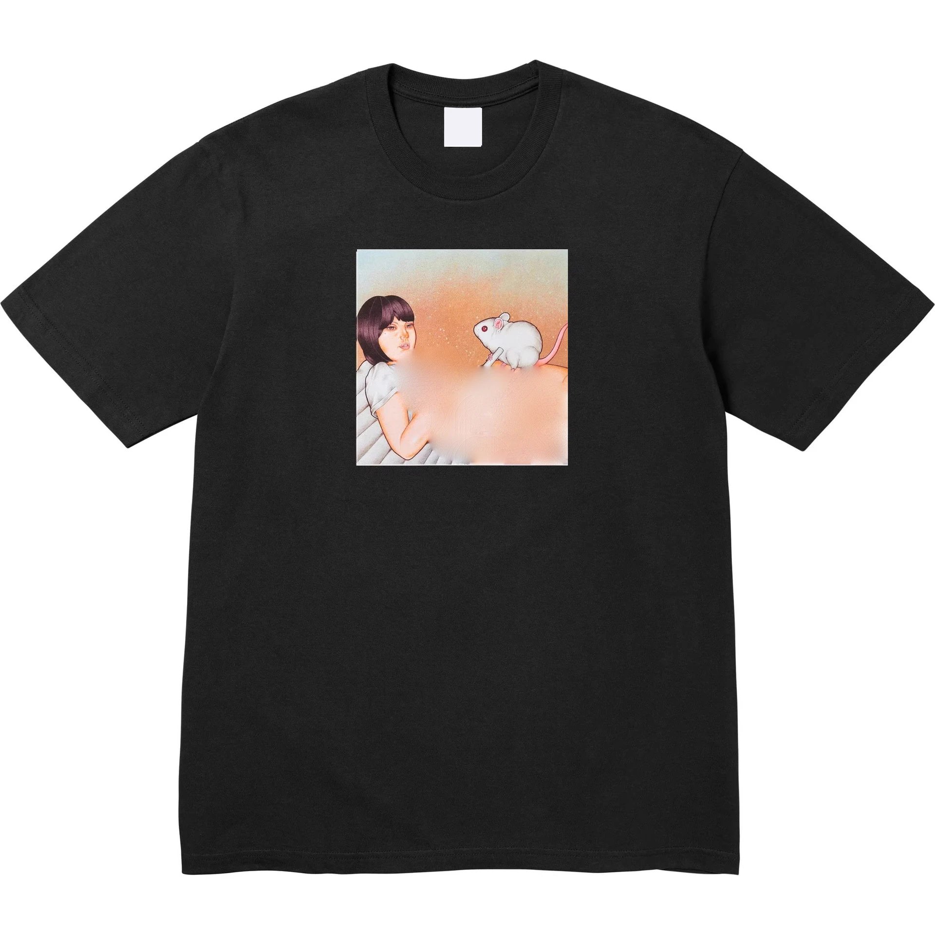 25SS MOUSE TEE 人物老鼠印花油画短袖圆领半袖T恤男女款纯棉打底