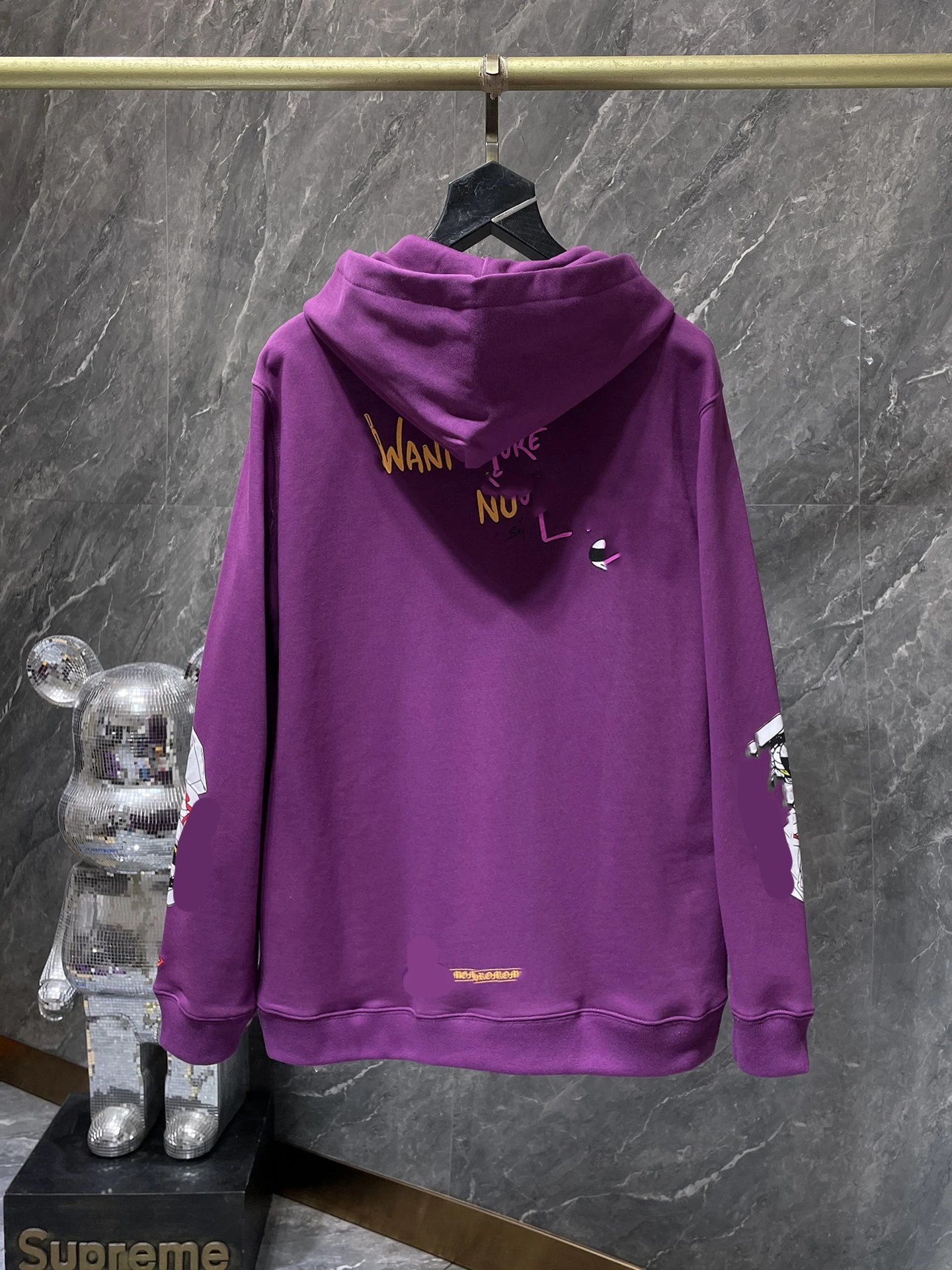 24秋冬新款克罗Matty Boy紫色连帽套头卫衣男女同款情侣款帽衫